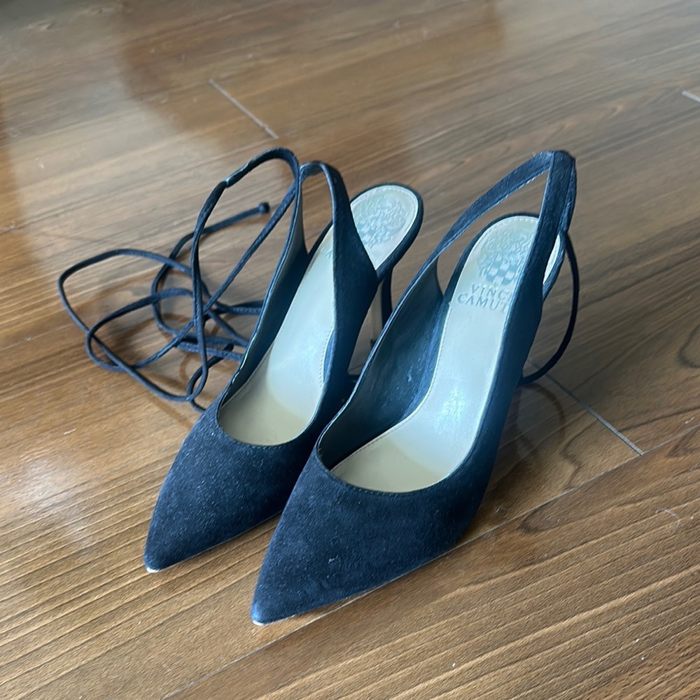 Women's Vince Camuto Black Strappy Slingback Heels